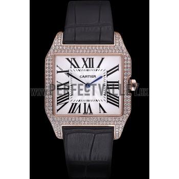 Cartier Santos 100 Diamond Rose Gold Bezel 621925