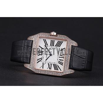 Cartier Santos 100 Diamond Rose Gold Bezel 621925