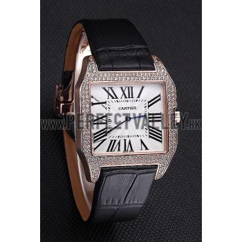 Cartier Santos 100 Diamond Rose Gold Bezel 621925