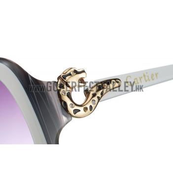 Replica Cartier Golden Finish Panthere Detail Black And White Frame Sunglasses 308268