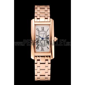 Cheap Cartier Tank Americaine White Dial Rose Gold Case And Bracelet 1453780