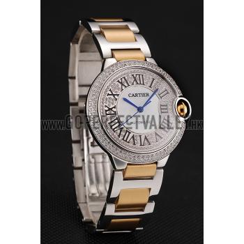 Swiss Cartier Ballon Bleu 40 MM Diamond Dial Diamond Case Gold And Staineless Steel Bracelet 1453887