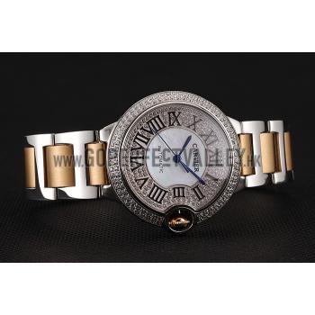 Swiss Cartier Ballon Bleu 40 MM Diamond Dial Diamond Case Gold And Staineless Steel Bracelet 1453887