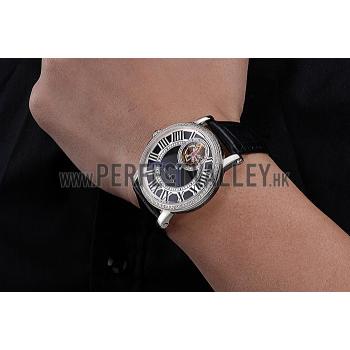 Cartier Rotonde Flying Tourbillon Diamonds Black Dial 621953