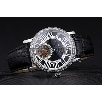 Cartier Rotonde Flying Tourbillon Diamonds Black Dial 621953