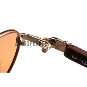 Cartier Panthere Detail Gold Frame Brown Lenses Sunglasses 308131