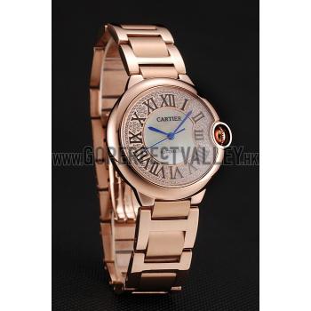 Swiss Cartier Ballon Bleu 40 MM Diamond Dial Rose Gold Bracelet 1453883