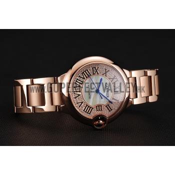 Swiss Cartier Ballon Bleu 40 MM Diamond Dial Rose Gold Bracelet 1453883