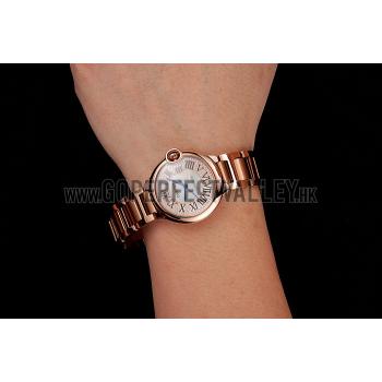 Swiss Cartier Ballon Bleu 40 MM Diamond Dial Rose Gold Bracelet 1453883