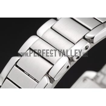 Cartier Tank Anglaise 30mm White Dial Diamonds Steel Case Stainless Steel Bracelet