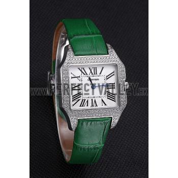 Cartier Santos 100 Diamond Silver Bezel 621914