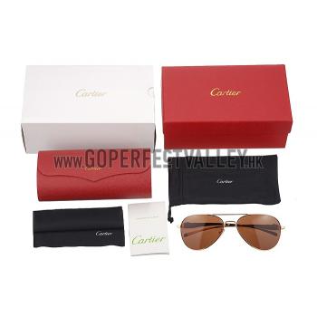 Cartier Panthere Aviator Gold Frame Brown Lenses Sunglasses 308185