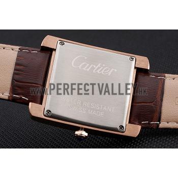 Replica Cartier Tank MC Gold Case Brown Dial Brown Leather Strap  622175