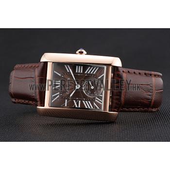 Replica Cartier Tank MC Gold Case Brown Dial Brown Leather Strap  622175