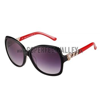 Cheap Cartier Golden Diamond Detail Black Frame Red Temples Sunglasses 308283