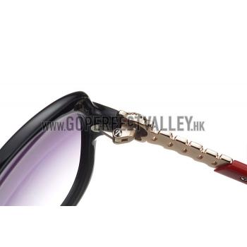 Cheap Cartier Golden Diamond Detail Black Frame Red Temples Sunglasses 308283