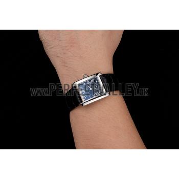 Cartier Tank MC Stainless Steel Case Black Dial Black Leather Strap  622174