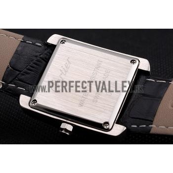 Cartier Tank MC Stainless Steel Case Black Dial Black Leather Strap  622174