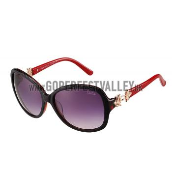 Replica Cartier Golden Finish Logo Detail Black And Red Frame Sunglasses 308273