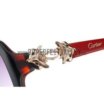 Replica Cartier Golden Finish Logo Detail Black And Red Frame Sunglasses 308273