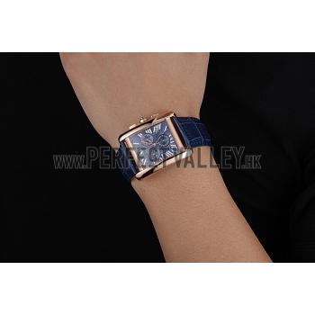 Cartier Tank MC Blue Dial Gold Case Blue Leather Bracelet  622695