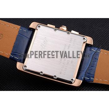 Cartier Tank MC Blue Dial Gold Case Blue Leather Bracelet  622695