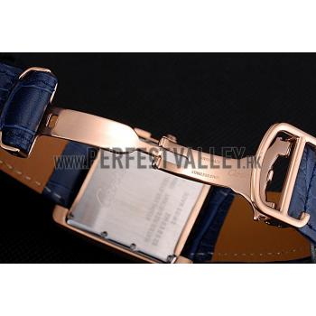 Cartier Tank MC Blue Dial Gold Case Blue Leather Bracelet  622695