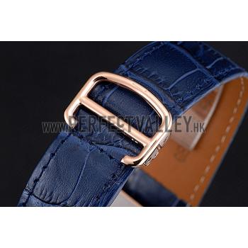 Cartier Tank MC Blue Dial Gold Case Blue Leather Bracelet  622695