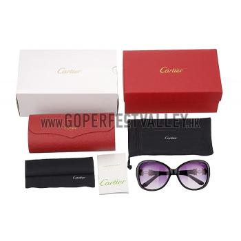 Cartier Golden Finish Logo Detail Black Frame Sunglasses 308269