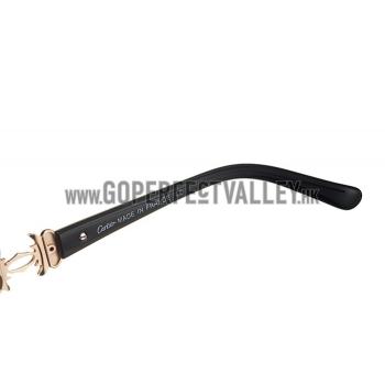 Cartier Golden Finish Logo Detail Black Frame Sunglasses 308269