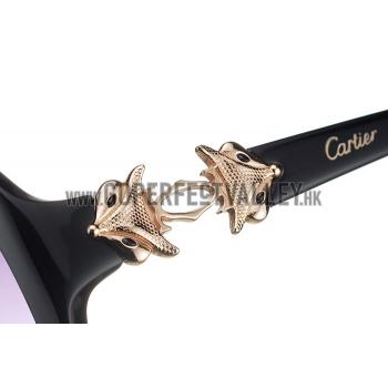 Cartier Golden Finish Logo Detail Black Frame Sunglasses 308269