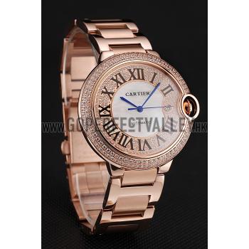 Swiss Cartier Ballon Bleu 46 MM Diamond Dial Diamond Case Rose Gold Bracelet 1453880