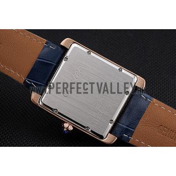 Cartier Tank MC White Dial Gold Case Blue Leather Strap  622577