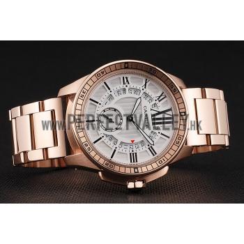 Cartier Calibre De Cartier Small Seconds White Dial Rose Gold Case And Bracelet Replica