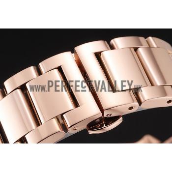 Cartier Calibre De Cartier Small Seconds White Dial Rose Gold Case And Bracelet Replica