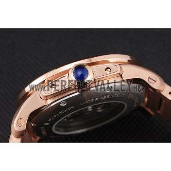 Cartier Calibre De Cartier Small Seconds White Dial Rose Gold Case And Bracelet Replica