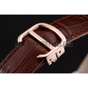 Swiss Cartier Ballon Bleu 46 MM Diamond Dial  Diamond Case Brown Leather Bracelet 1453895 Replica