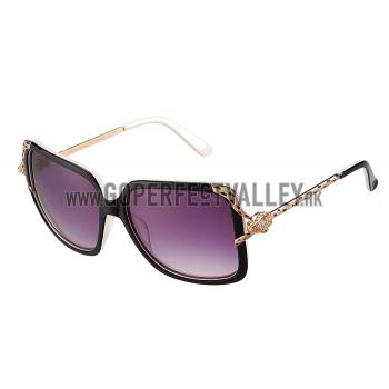 Cartier Panthere Diamond Detail Black Frame White Temples Sunglasses 308291