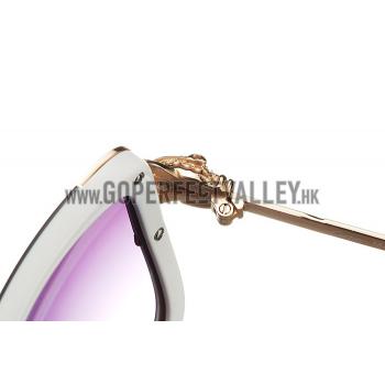 Cartier Panthere Diamond Detail Black Frame White Temples Sunglasses 308291