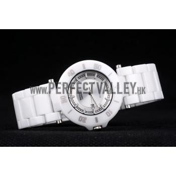 Cartier Pasha 39mm Silver Dial White Ceramic Case Rubber Bracelet