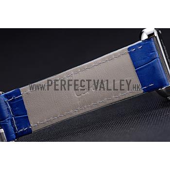 Cartier Tank MC Stainless Steel Case Blue Dial Blue Leather Strap   622178