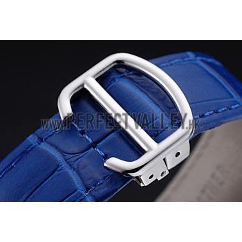 Cartier Tank MC Stainless Steel Case Blue Dial Blue Leather Strap   622178