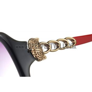 Cartier Panthere Decor Black Frame Red Temples Sunglasses 308262