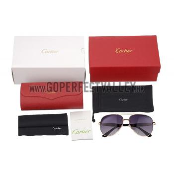 Cartier Aviator Gold Frame Grey Lenses Sunglasses 308125