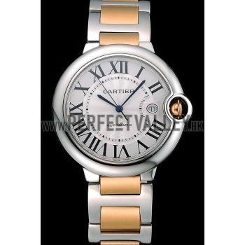 Swiss Cartier Ballon Bleu 42mm Silver Dial Stainless Steel Case Two Tone Gold Bracelet  622877