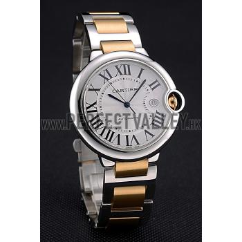 Swiss Cartier Ballon Bleu 42mm Silver Dial Stainless Steel Case Two Tone Gold Bracelet  622877