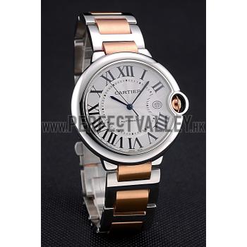 Swiss Cartier Ballon Bleu 42mm Silver Dial Stainless Steel Case Two Tone Rose Gold Bracelet  622875