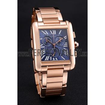 Cheap Cartier Tank MC Navy Dial Rose Gold Case And Bracelet  622704