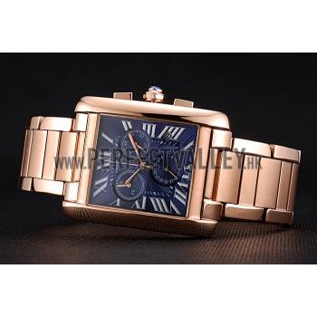 Cheap Cartier Tank MC Navy Dial Rose Gold Case And Bracelet  622704