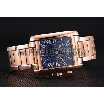 Cheap Cartier Tank MC Navy Dial Rose Gold Case And Bracelet  622704